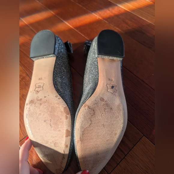 Talbots Sparkling Black Flats with Bow Back - Picture 7 of 12